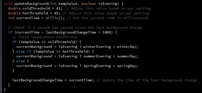 code about the temperature sensor